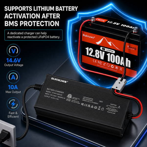 BUKNUWO LiFePO4 Battery Charger – 14.6V 10A CC/CV Charger with Anderson Connector