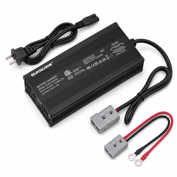 BUKNUWO LiFePO4 Battery Charger โ 14.6V 10A CC/CV Charger with Anderson Connector