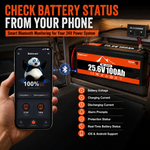 BUKNUWO 24V 100Ah Bluetooth LiFePO4 Battery with 100A Smart BMS