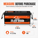 BUKNUWO 24V 100Ah Bluetooth LiFePO4 Battery with 100A Smart BMS