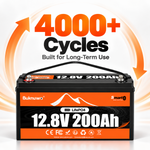 BUKNUWO 12V 200Ah Bluetooth LiFePO4 Battery with Smart 200A BMS