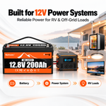 BUKNUWO 12V 200Ah Bluetooth LiFePO4 Battery with Smart 200A BMS