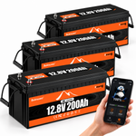 BUKNUWO 12V 200Ah Bluetooth LiFePO4 Battery with Smart 200A BMS