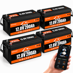 BUKNUWO 12V 200Ah Bluetooth LiFePO4 Battery with Smart 200A BMS