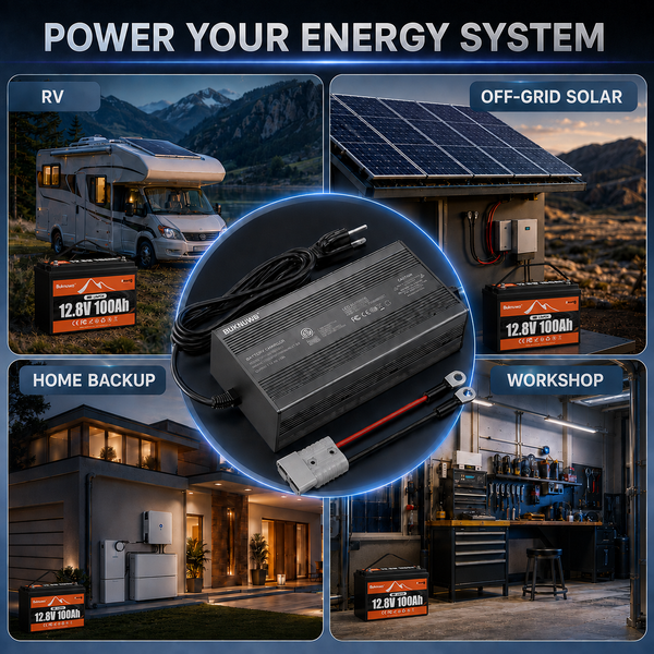 BUKNUWO LiFePO4 Battery Charger – 14.6V 20A CC/CV Charger with Anderson Connector