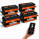 BUKNUWO 24V 100Ah Bluetooth LiFePO4 Battery with 100A Smart BMS