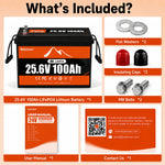 BUKNUWO 24V 100Ah LiFePO4 Battery with 100A BMS