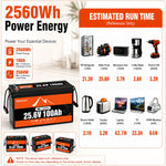 BUKNUWO 24V 100Ah LiFePO4 Battery with 100A BMS