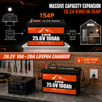 BUKNUWO 24V 100Ah LiFePO4 Battery with 100A BMS