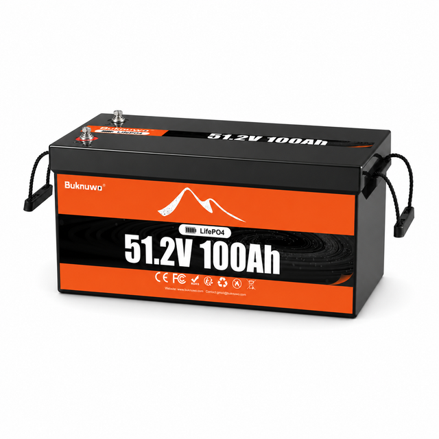 BUKNUWO 51.2V 100Ah server rack LiFePO4 battery for solar storage and home backup