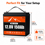 BUKNUWO 12V 150Ah Bluetooth LiFePO4 Battery with 100A Smart BMS for Travel Trailer RV Camping