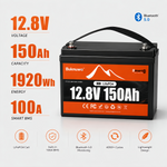 BUKNUWO 12V 150Ah Bluetooth LiFePO4 Battery with 100A Smart BMS for Travel Trailer RV Camping