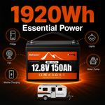 BUKNUWO 12V 150Ah Bluetooth LiFePO4 Battery with 100A Smart BMS for Travel Trailer RV Camping