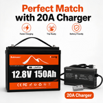 BUKNUWO 12V 150Ah Bluetooth LiFePO4 Battery with 100A Smart BMS for Travel Trailer RV Camping