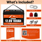 BUKNUWO 12V 100Ah Bluetooth LiFePO4 Battery with 100A Smart BMS