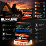 BUKNUWO 12V 100Ah Bluetooth LiFePO4 Battery with 100A Smart BMS