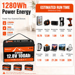 BUKNUWO 12V 100Ah Bluetooth LiFePO4 Battery with 100A Smart BMS