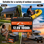 BUKNUWO 12V 100Ah Bluetooth LiFePO4 Battery with 100A Smart BMS