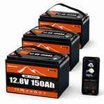 BUKNUWO 12V 150Ah Bluetooth LiFePO4 Battery with 100A Smart BMS for Travel Trailer RV Camping