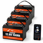 BUKNUWO 12V 150Ah Bluetooth LiFePO4 Battery with 100A Smart BMS for Travel Trailer RV Camping