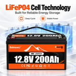 BUKNUWO 12V 200Ah Bluetooth LiFePO4 Battery with Smart 200A BMS