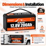 BUKNUWO 12V 200Ah Bluetooth LiFePO4 Battery with Smart 200A BMS