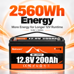 BUKNUWO 12V 200Ah Bluetooth LiFePO4 Battery with Smart 200A BMS
