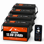 BUKNUWO 12V 314Ah Bluetooth LiFePO4 Battery with 200A Smart BMS
