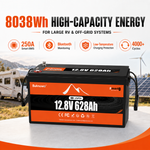 BUKNUWO 12V 628Ah Bluetooth LiFePO4 Battery with 250A Smart BMS