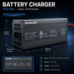 BUKNUWO LiFePO4 Battery Charger – 14.6V 20A CC/CV Charger with Anderson Connector