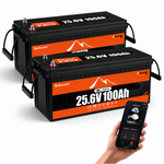 BUKNUWO 24V 100Ah Bluetooth LiFePO4 Battery with 100A Smart BMS